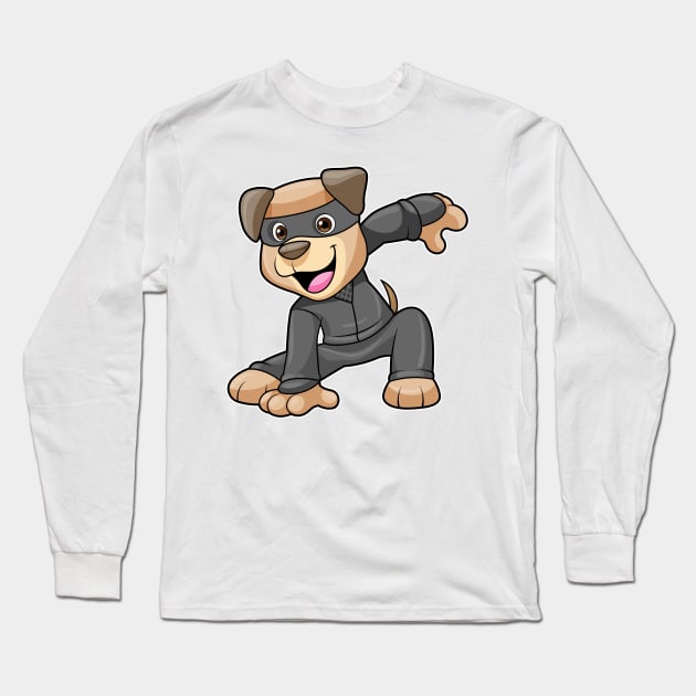 Dog in Ninja Costume Long Sleeve T-Shirt by Markus Schnabel